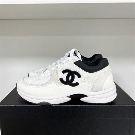 chanel black trainer|chanel trainers black and white.